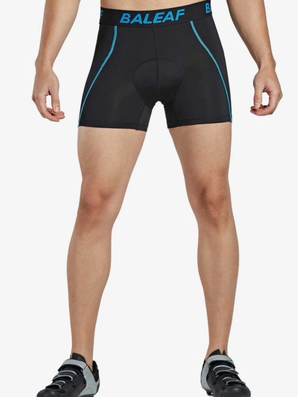 Baleaf Black Bike Shorts with Teal Trim, size Large